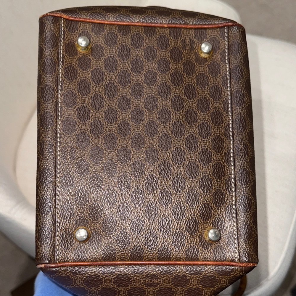 Celine Brown Monogram Tote with Tan Leather Handles and Gold Hardware - Picture 8 of 11